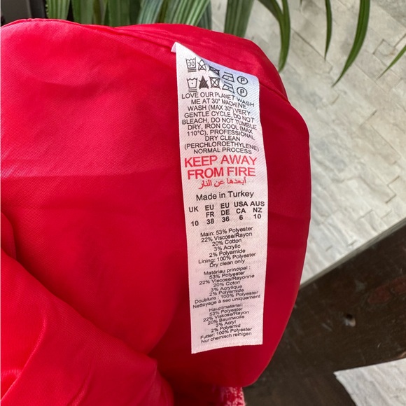 Nasty Gal Red Hot Pink Boucle Tweed Houndstooth Mini Skirt Size 6 NWT - Picture 5 of 8